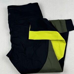 Athleta Asym Colorblock Tight Leggings Women's Size L Black Yellow‎ High Rise